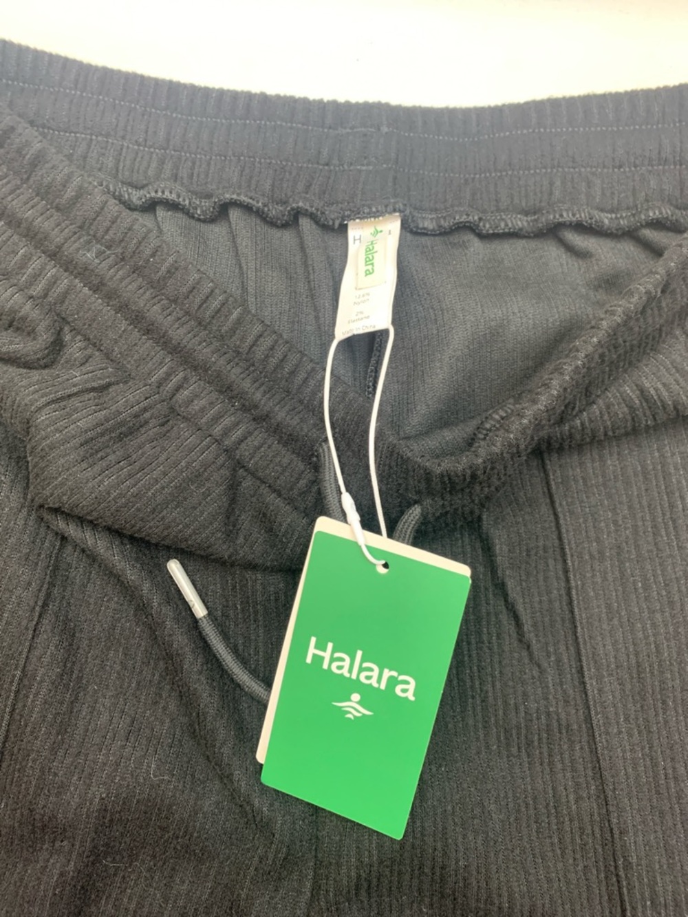 Halara size large new Black Wide-Leg Cargo Pants velour Ribbed casual relaxed - Picture 3 of 12